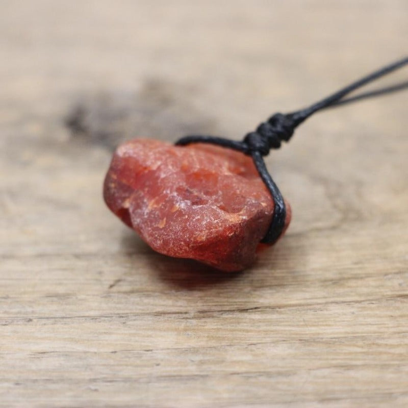 Collier micro macramé pierre naturelle