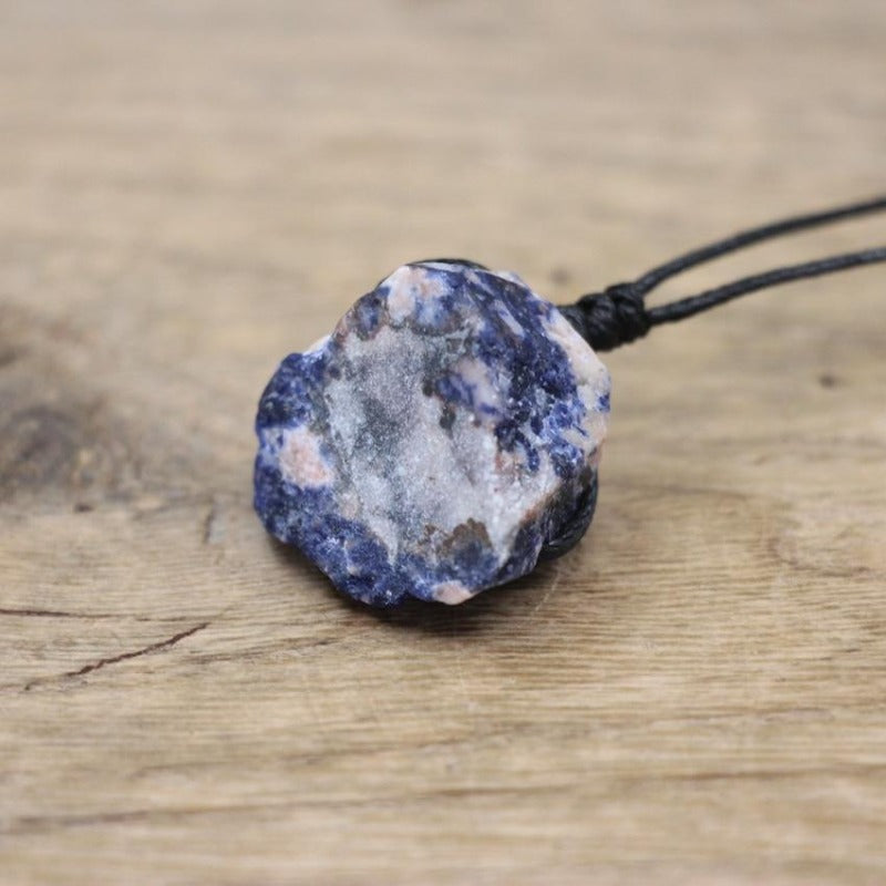 Collier micro macramé pierre naturelle