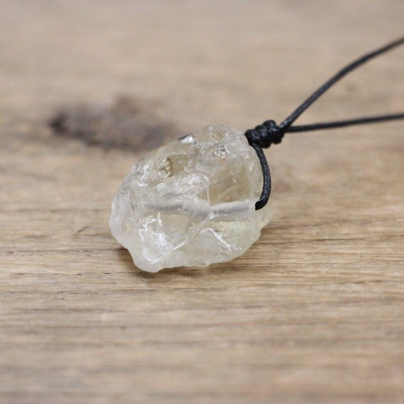 Collier micro macramé pierre naturelle