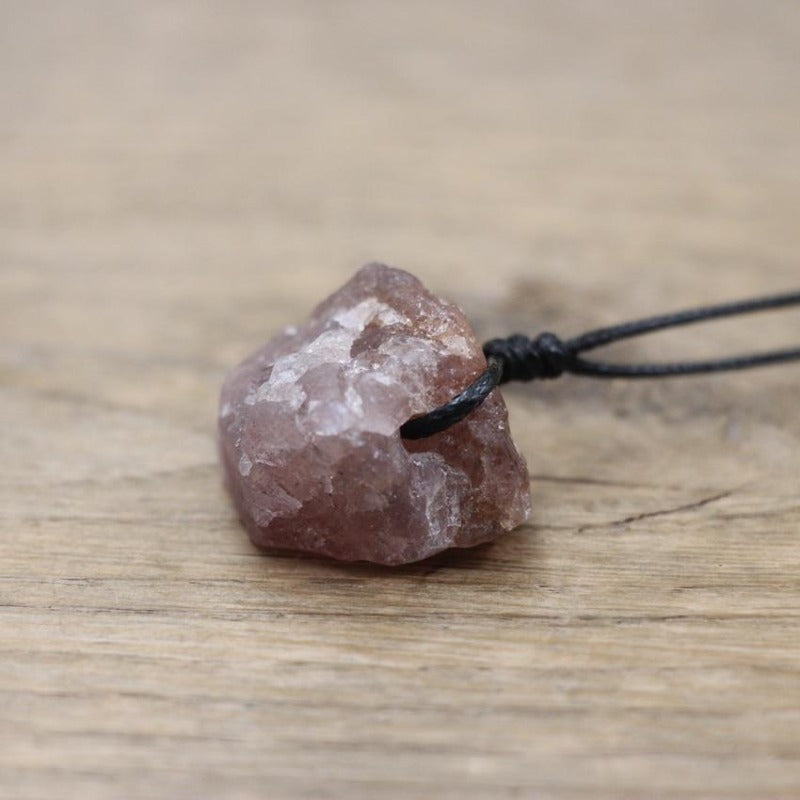 Collier micro macramé pierre naturelle