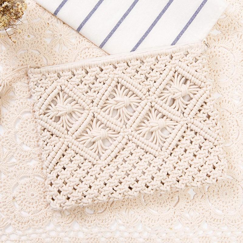 pochette en macramé blanc