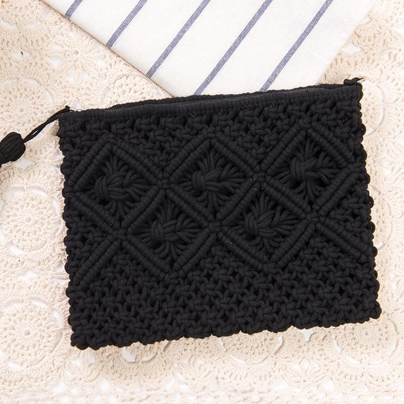 pochette en macramé noir